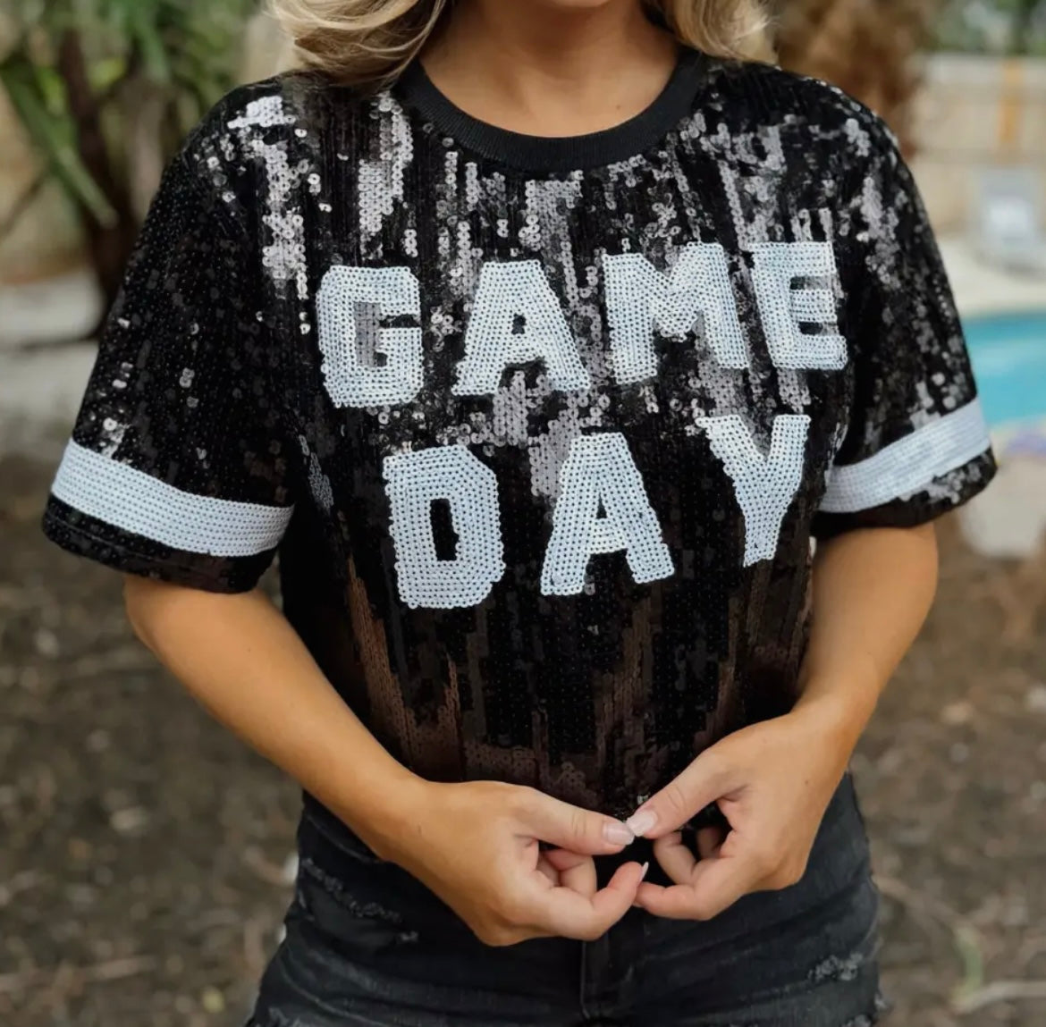 Sequins Game Day crop