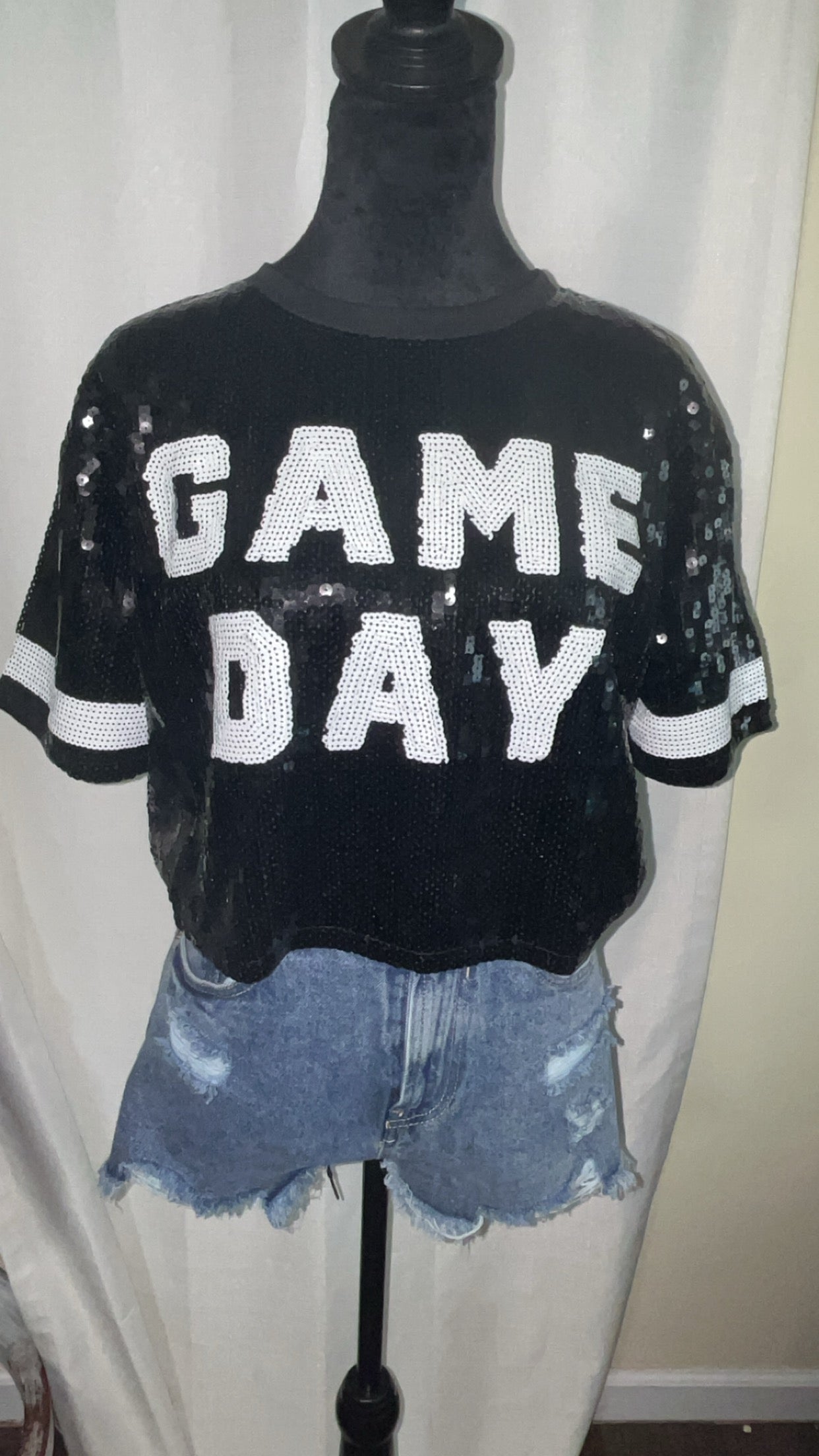 Sequins Game Day crop