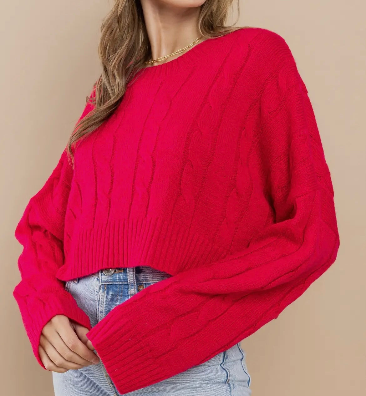 Pink knit cropped sweater