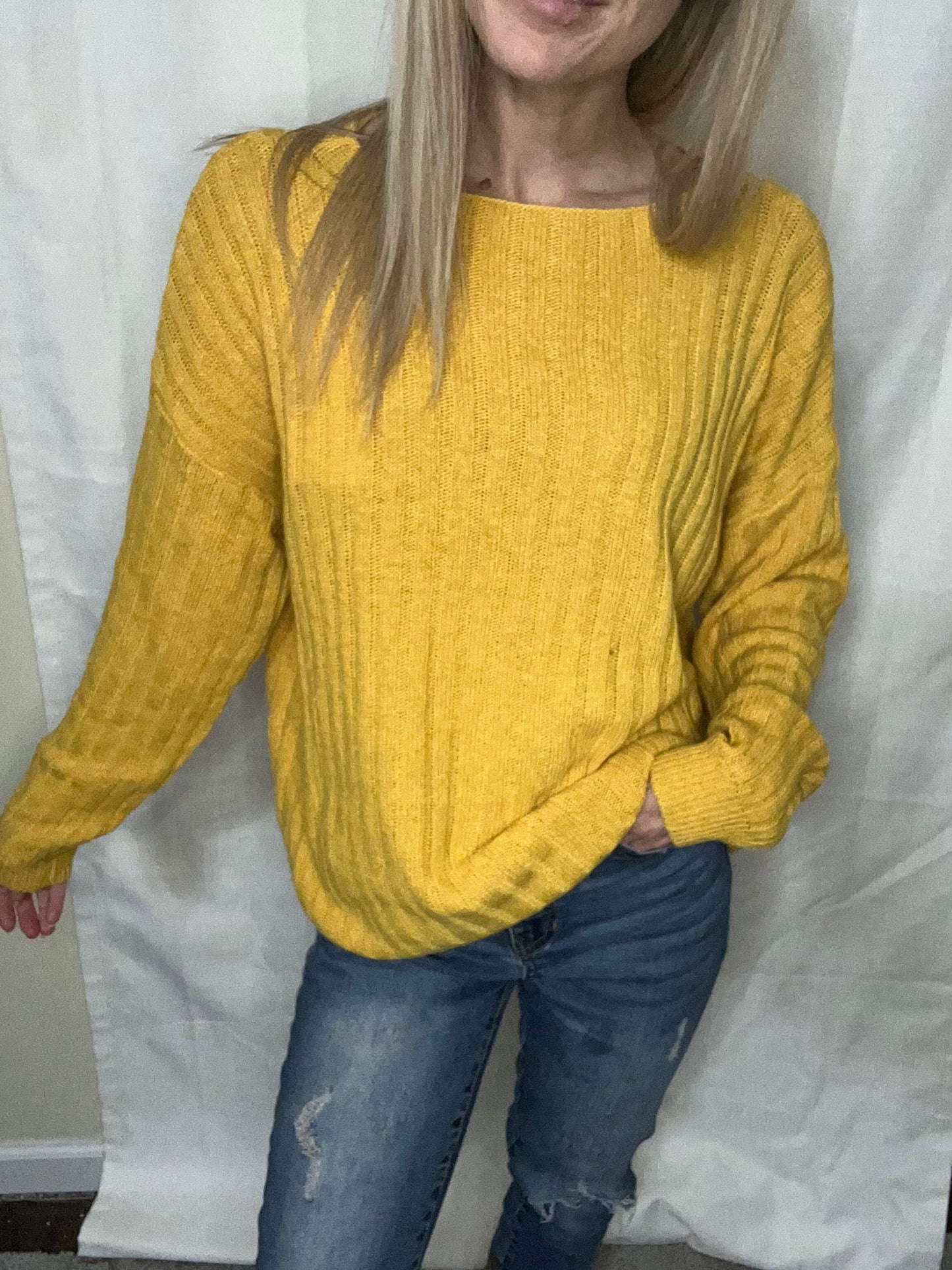 Yellow ribbed Knit sweater