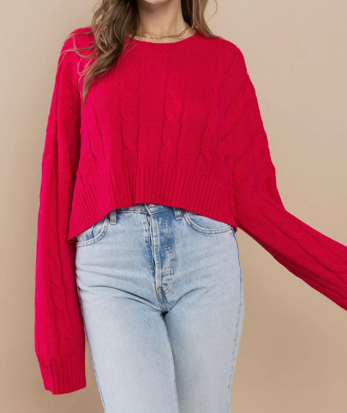 Pink knit cropped sweater